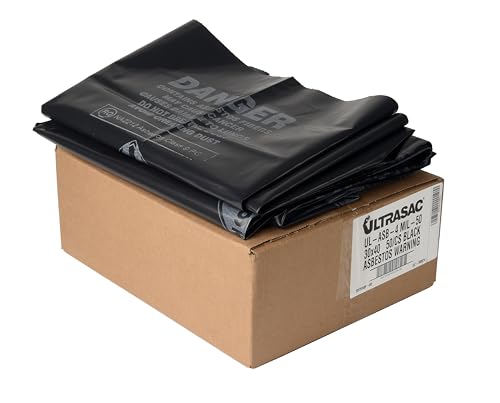 Ultrasac 33 Gal. Asbestos 4 Mil Bag - 30" x 40" - Pack of 50, Black (UL-ASB-4 MIL-50) - style: 33 Gal, 4 Mil, 50 Count