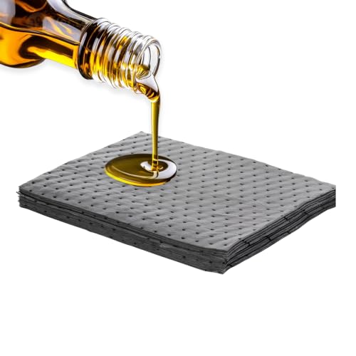 10 PCS Oil Absorbent Pads, 13"×10" Reusable Car Spill Control Supplies Absorb Oil, Grease & Fluid, High Absorbency Weight Dimpled Mats Spill Pads for Automotive Workshop - color: 10 PCS