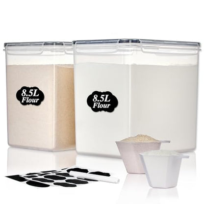 Vtopmart 8.5L Extra Large Flour Sugar Storage Containers, 2 PCS, Black - color: Black, size: 8.5L