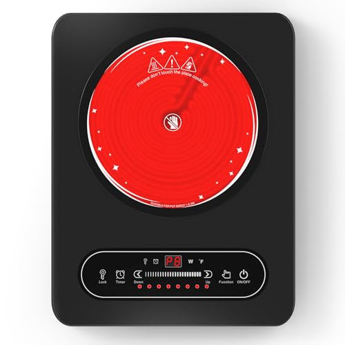 GIHETKUT Single Burner Electric Cooktop,110V 1800W Electric Stove Top with LED Touch Control,10 Power Levels, Timer, Safety Lock,Portable cooktop - size: Single Burner Electric Cooktop