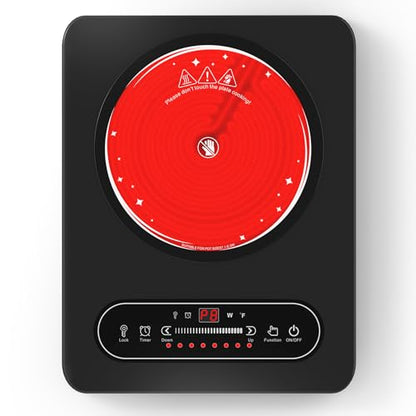 GIHETKUT Single Burner Electric Cooktop,110V 1800W Electric Stove Top with LED Touch Control,10 Power Levels, Timer, Safety Lock,Portable cooktop - size: Single Burner Electric Cooktop