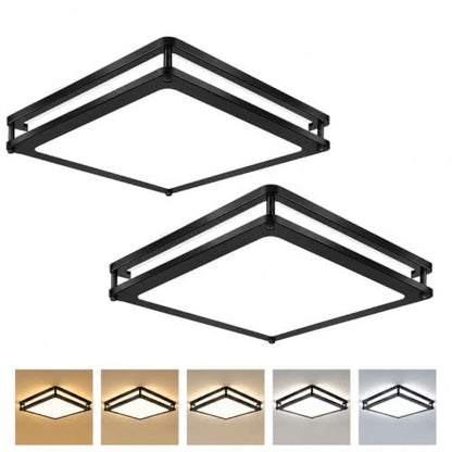 2-Pack 36W 3600LM Square Dimmable LED Ceiling Light, 12in Modern Flush Mount Ceiling Light Fixture, 2700K/3000K/4000K/5000K/6500K Adjustable Black Ceiling Lamp for Living Room Bedroom Bathroom Kitchen - color: Black, size: 2 Packs