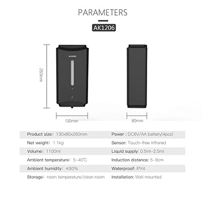 AIKE Heavy Duty Automatic Soap Dispenser,37oz for Bathroom,Matteblack Steel - color: Matte Black