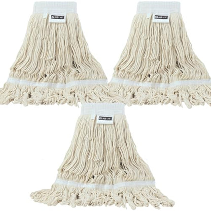 Heavy Duty Wet Industrial Cleaning Mop Head – Mop Head Replacement Perfect Cotton Washable Mop Head Replacement for Commercial & Home Cleaning（White） - color: White, size: 3 Pack
