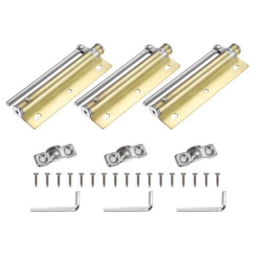 uxcell 3 Pcs 155mm/6.1" Spring Door Closer, Stainless Steel Automatic Door Closers with Adjustable Closing Speed for Home Self-Closing 5kg Door, Gold Tone - color: Gold Tone, size: 155mm