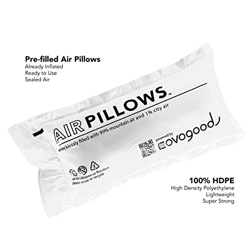AirPillows™ 75 Count Premium Prefilled Air Bubbles for Package Shipping | 1.5 Cu Ft, 11 Gal, 4x8-In Ea | Better than Packing Peanuts Foam Paper | Strong HDPE, Void Fill Cushion Protection by Covogoods