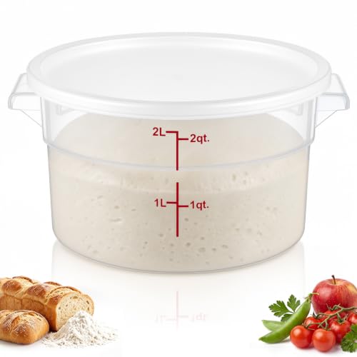 Ziliny 1 Pcs 2 Qt Translucent Dough Proofing Container with Lid, White - color: White,Translucent, size: 2 Qt