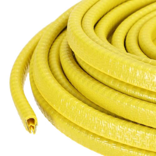 PATIKIL Rubber Edge Trim Guard, 19.7 ft x 25/64" x 9/32" U Channel Edge Protector Seal Strip with Metal Clips Fit for 1-3mm Edge for Car Door Sheet Metal Hatches Table Corners, Yellow - color: Yellow, size: 19.7 ft x 25/64 in x 9/32 in