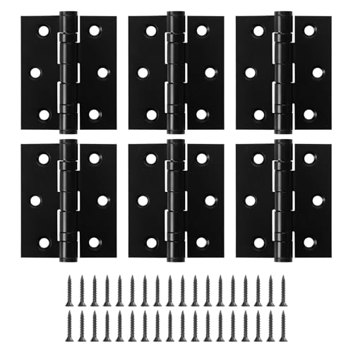6 Pack Ball Bearing Door Hinges with Square Corners, 3 x 2.5 Inch Heavy Duty Stainless Steel Hinges with Screws for Exterior & Interior Doors, Matte Black - color: Matte Black, size: 3.0 inch X 2.5 inch