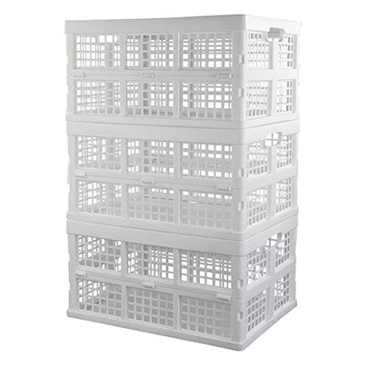 Asking 3-Pack 30 L Plastic Stacking Collapsible Crate, White - color: White, size: 30 L