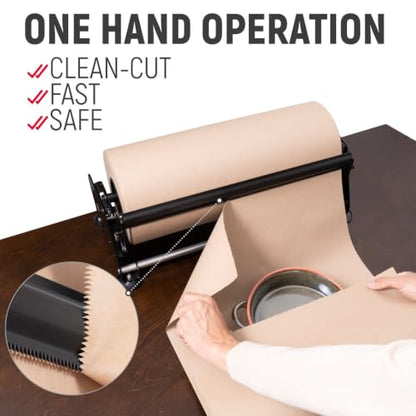 36" Paper Dispenser with Cutter + 75 lb Natural Brown Kraft Paper Roll - color: 1 Roll + Dispenser, size: 36" x 475' 75 Lb