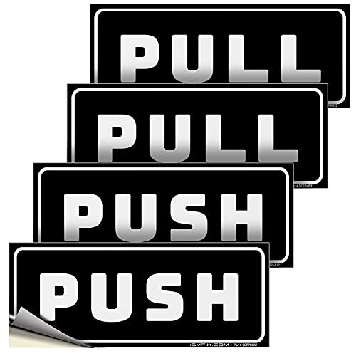 iSYFIX Push Pull Stickers Sign, 5x2 Inch, 2 Pack, Black/White - color: Black / White, size: Horizontal 2x5