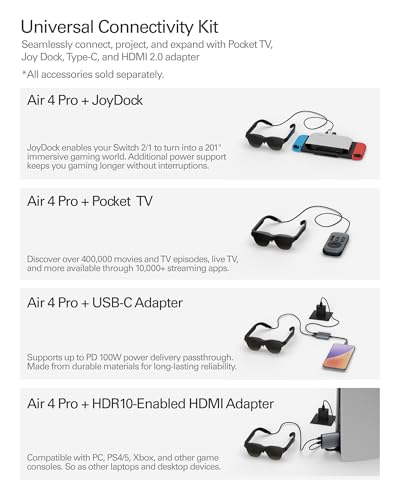 RayNeo Air 4 Pro AR/XR Glasses HDR10 201" Display, 120Hz 3D Movie Game