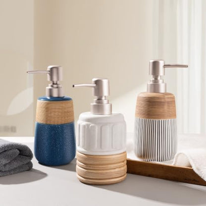 2 Pcs Soap Dispenser Bathroom, 14 Oz Liquid Hand Dish Soap Dispensers for Bathroom Countertop and Kitchen Sink, Ceramic Hand Soap, Dish Soap & Lotion Bottles, Modern Rustic Home Decor - size: 2 Pcs x 14Oz Soap Dispenser