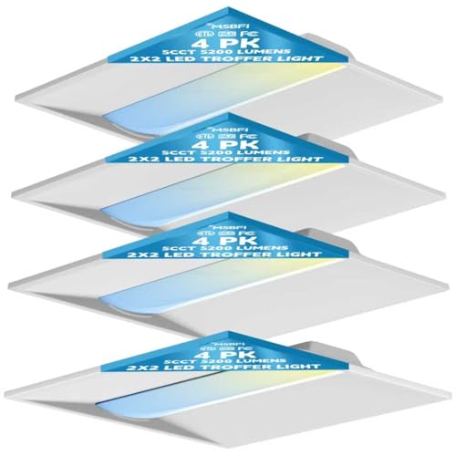2x2 LED Troffer Center Basket Panel,5Color Tunable 3500K/4000K/5000K,Watt Adjustable,30W/35W/40W-Up to 6000Lumens,0-10V Dimmable Recessed Back-Lit Drop Ceiling Light,ETL Qualified,4Pack - size: 2x2 4Pack
