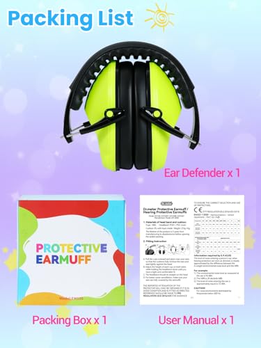Dr.meter EM100 Noise Cancelling Headphones for Kids Adults, Ear Muffs - color: Green