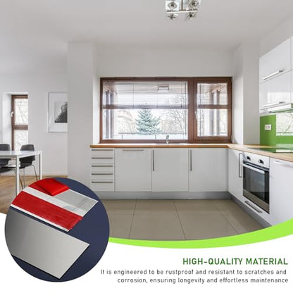 Stainless Steel Door Kick Plate，4"x118" Self-Adhesive for Cabinet & Island - color: Brushed Sliver