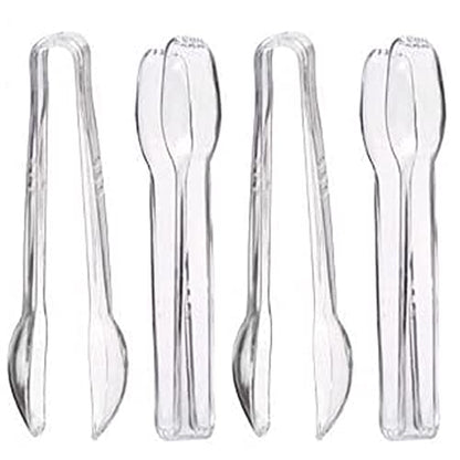 Heavy Duty Disposable Clear Plastic BPA Free Serving Tongs for Weddings, Catering, Food Service, Parties and More! (12)