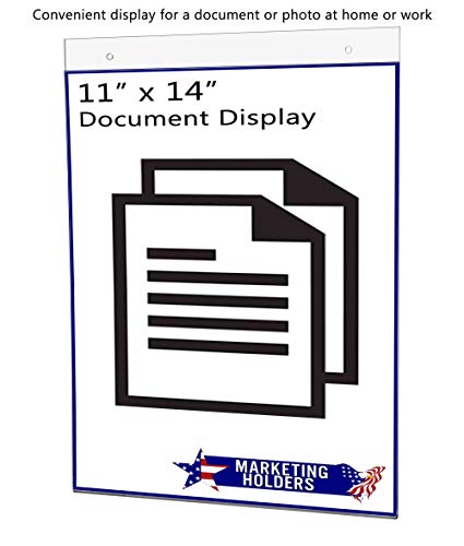 10 Pack Wall Mount Sign Holder for 11" x 14" Signage and Promotional Materials at Trade Shows Conventions and Expos Clear Acrylic with 2 Pre Drilled Holes and Hanging Hardware by Marketing Holders - size: 11"w x 14"h