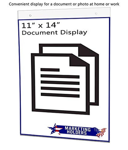 10 Pack Wall Mount Sign Holder for 11" x 14" Signage and Promotional Materials at Trade Shows Conventions and Expos Clear Acrylic with 2 Pre Drilled Holes and Hanging Hardware by Marketing Holders - size: 11"w x 14"h