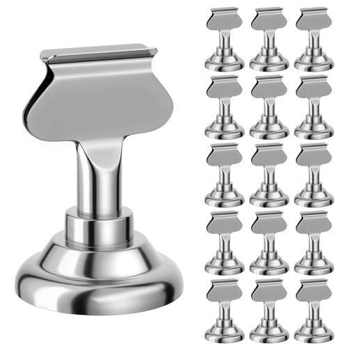 ERYTLLY 16 PK Place Card Holders 1.7 inches Table Card Holder Steel Card Holders for Weddings,Birthdays,Photos, Memo Notes, Restaurants (Silver) - color: Silver