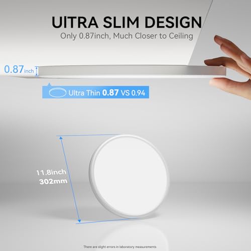 WKONCLDY 3200lm LED Flush Mount Ceiling Light, Super Slim 12 inch LED Ceiling Light, 5000K LED Ceiling Light for Bedroom, Living Room, Dining Room (White, One Pack) - color: White, size: 12in-1Pack
