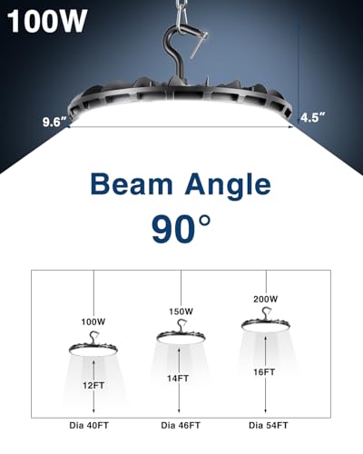 100W UFO LED High Bay Light, Aluminum LED Shop Lights with 13000LM - size: 100W