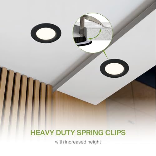 ASD Recessed Lighting 4 Inch, Round Commercial LED Downlight, Mini Panel Baffle Trim, 12W 120-277V, 5 CCT 2700K-5000K, Dimmable LED Ceiling Light Fixture, Black, ETL, 6 Pack - color: 6 Pack, size: 4 Inch Black
