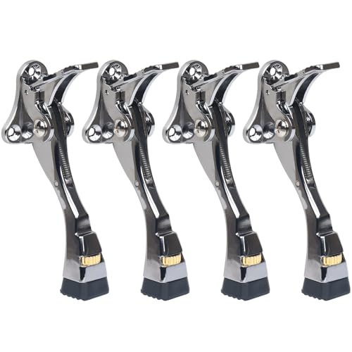 4 Packs Heavy Duty Kickdown Door Stopper, One Touch Adjustable Kickdown Door Stop for Heavy Doors, 4 inch Metal Door Kickstand with Rubber Tip & Wall Protectors for Wide Doors- Sliver - color: Silver, size: 4 inch x 4pack