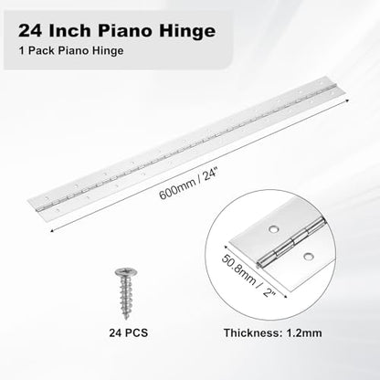 PATIKIL 23.6x2/600x50.8x1.2mm Heavy Duty Piano Hinge, 304 Stainless Steel - size: 23.6 x 2 inch / 600x50.8x1.2mm
