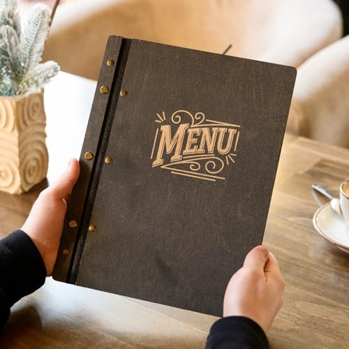 Inko Horeca - Wooden Menu Holder 11.8 х 9 inch - Menu Book for Restaurant - Hard Folding Menu Covers - Wooden Cafe Menu Folder Book for Bar - Bar Menu Sign (Wenge) - color: Wenge