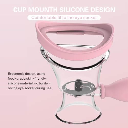 Eye Wash Cup - Manual Air Pressure Silicone Eye Rinse, Pink - color: Pink