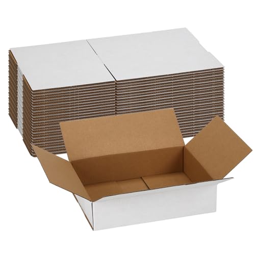 Shipping Boxes 8x6x2 Set of 25, White Corrugated Cardboard Box for Mailing Business Packaging - size: 8x6x2 Inches
