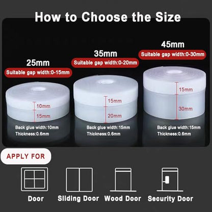 Dstorelhp 49.2Ft Silicone Door Weather Stripping, Shower Door Seal Strip - size: 35 mm x 15 m