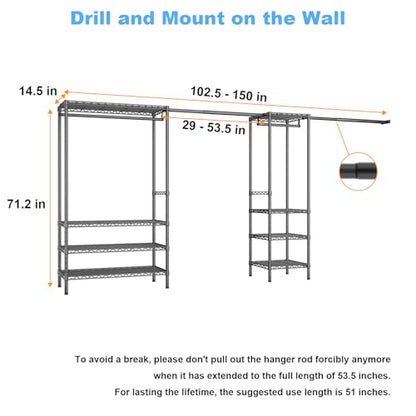 Ulif E11 Heavy-Duty Garment Rack, Metal Clothes Rack, Load 1034lbs, Black - color: Black