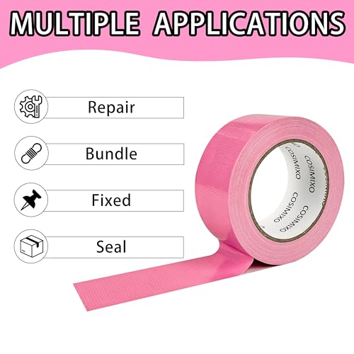 COSIMIXO 5-Pack Pink Heavy Duty Duct Tape, 2 inches x 30 Yards, Strong, Flexible, No Residue, All-Weather and Tear by Hand - Bulk Value for Repairs, Industrial, Professional Use - color: Pink, size: 5-Pack 2" x 30yds