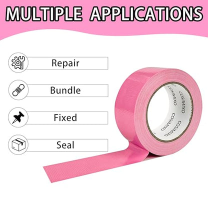 COSIMIXO 5-Pack Pink Heavy Duty Duct Tape, 2 inches x 30 Yards, Strong, Flexible, No Residue, All-Weather and Tear by Hand - Bulk Value for Repairs, Industrial, Professional Use - color: Pink, size: 5-Pack 2" x 30yds