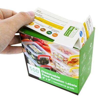 LLIKED 500 Dissolvable Food Labels 2"x3" for Food Rotation