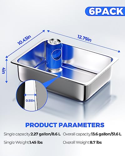 WantJoin Stainless Steel Steam Table Hotel Pans Set 1/2 Size 4 Inch 6 Pack - color: 4" Deep, size: 1/2 Size Thickened