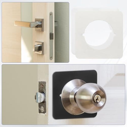 PATIKIL Door Knob Plates, 4 Pcs Square Plate Cover for Door Deadbolt Double Side Knob Handle Repair Kit Cover Filler Fixing Repair Backplate, White - color: White