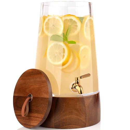FOODLE Glass Drink Dispenser with Spigot - Beverage Dispenser with Stand - size: 1.72 Gallon