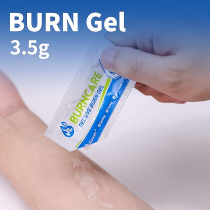 Dr.Med Burn Kit, 4pcs Burn Dressings 4x4”, 8pcs Burn Gel 3.5g, 4pcs Non-Adherent Xeroform Petrolatum Gauze, Burn First Aid Cooling Soothing Cream with Bandage, Latex Surgical Gloves, Scissors, Tape