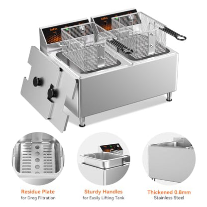 25.4Qt Commercial Deep Fryer with Baskets 3500w Electric Countertop Fryer - size: 24L