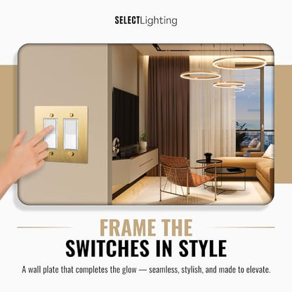SELECT 2-Gang Solid Brass Wall Plate Cover, Satin Brass Finish - color: Satin Brass, size: 2 Gang, style: Wall Plate