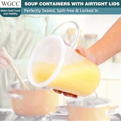 Deli Containers with Lids 48 Sets- Disposable Soup Containers with Lids 16oz, 32oz - Food Containers with Leakproof, BPA Free/Microwave/Freezer/Dishwasher Safe - size: 16/32oz-48pc