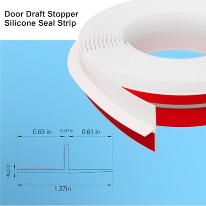 Elvone T-Shaped Weather Stripping Seal, White Silicone, 1.37 in x 20 ft - color: White, size: 20FTX1.37IN
