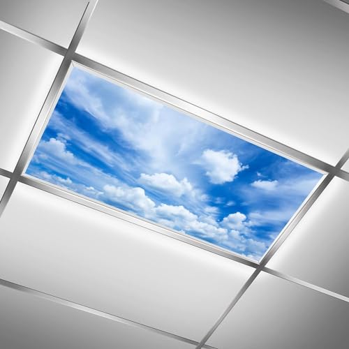 2Pcs Fluorescent Light Covers, Beautiful Clouds Magnetic Light Shield for Classroom Office Home, 2 x 4 ft - color: Color-14