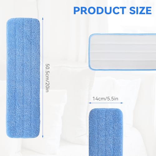 Microfiber Mop Pad for Rubbermaid Commercial 20 Inch Mop Head - 10 Pack Wet & Dry Commercial Cleaning Refills Reusable Mop Refills Fit for Any Microfiber Flat Mop System 18" to 21" - color: Blue-20inch-10pack