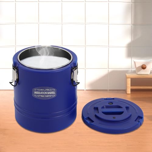15L/15.85Qt Insulated Soup Container Insulated Food Carrier Commercial Food Warmer Hot Box for Hot Cold Food Insulation Barrel Cooler Stainless Steel Lining w/Dust Cover for Restaurant Canteen - color: 15L-Blue