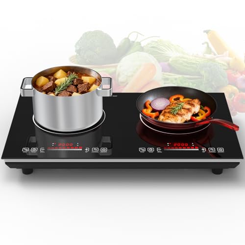 VBGK 2 burner Induction cooktop,110V 4000Winduction hot plate with touch Control,9 Power Levels, Kids Lock & Timer,LED touch control 2ourner induction cooker - size: induction plate